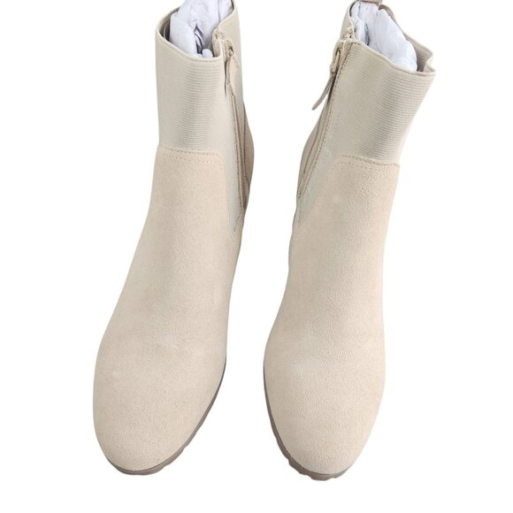 Violet & Red Loaded Knit Cuff Ankle Boots Booties Tan Womens Size 10 Block Heel - Picture 6 of 10